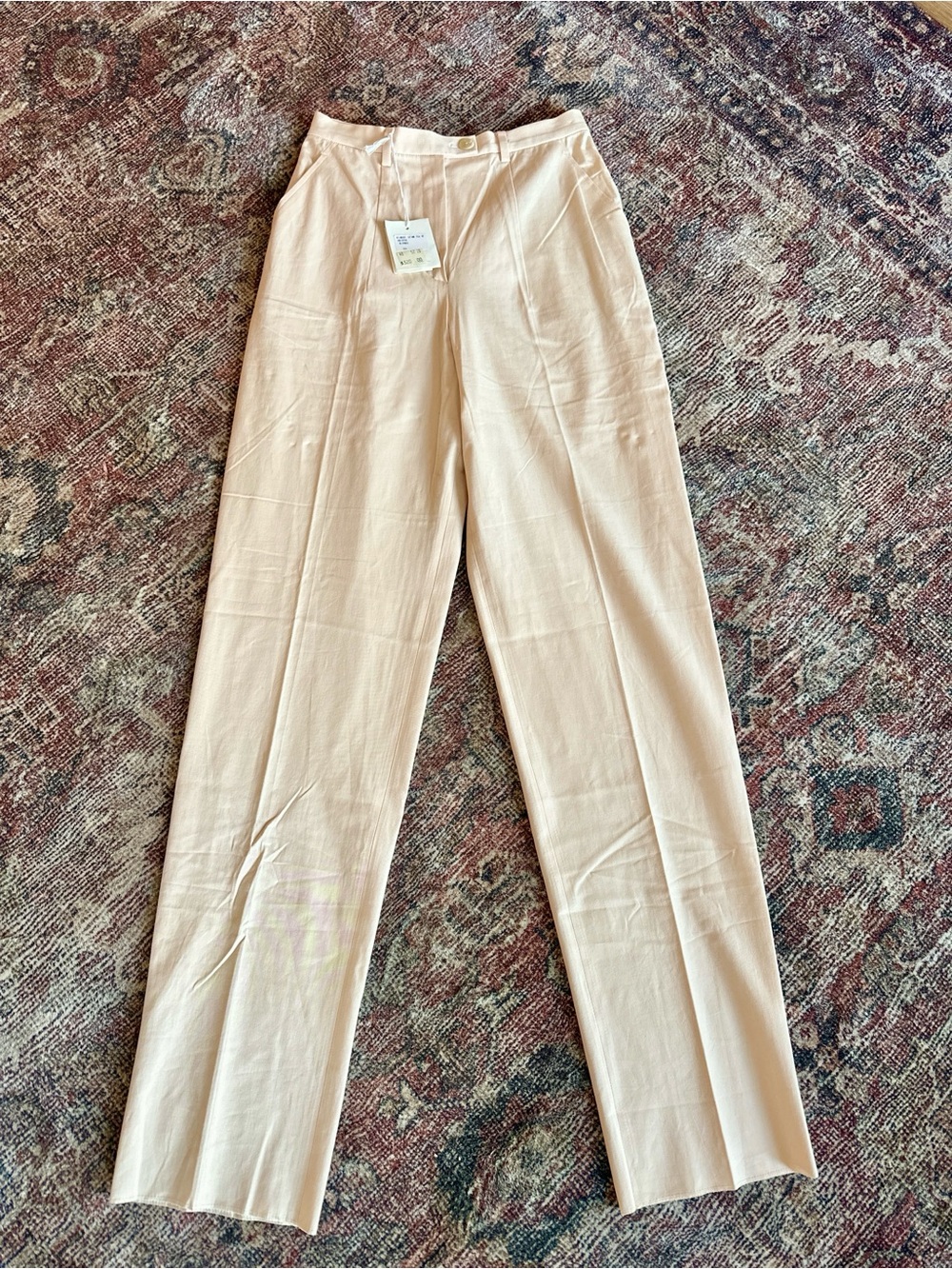 NWT Gunex Blush Pink Cotton Trousers Size 6 Italian Designer Premium Luxury